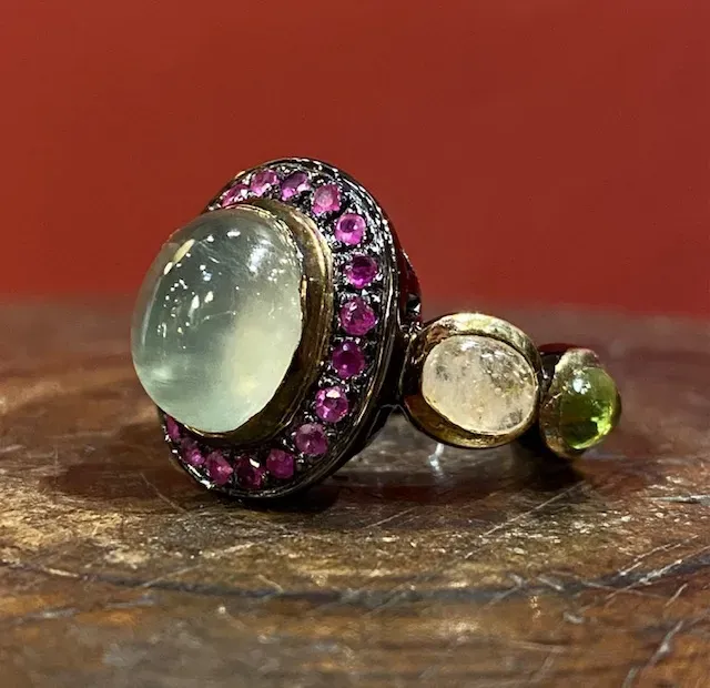 Galerie Kara bague argent rhodié multi-pierres labradorite