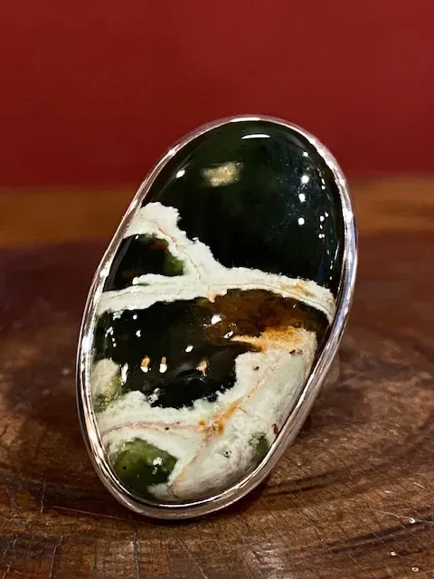 Galerie Kara bague argent calcédoine chromifère verte