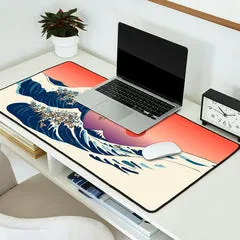 Society6 Great Wave of Pug tapis de bureau carlin vague