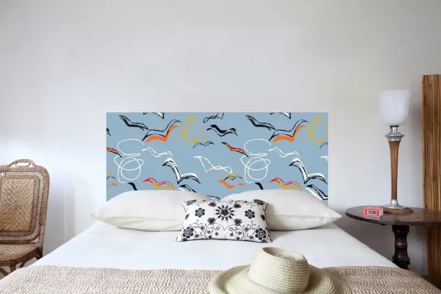 Mademoiselle Tiss Goëlands tête de lit tissu vol oiseaux