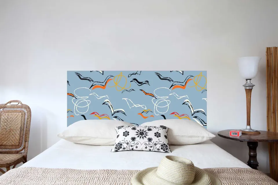 Mademoiselle Tiss Goëlands tête de lit tissu vol oiseaux