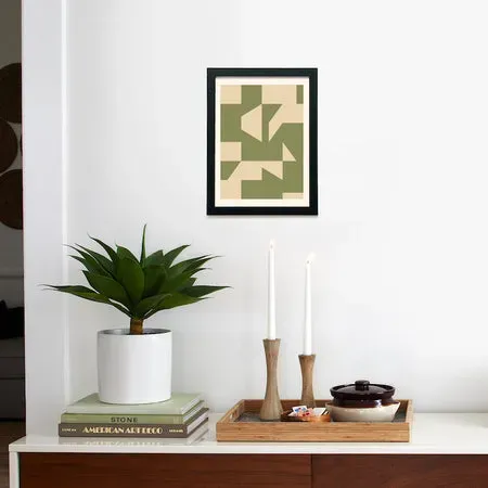 Society6 Abstract Shapes 92 V25 affiche encadrée 9x12 verte