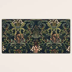 Society6 Woodland Moss Dark tapis de bureau vert forêt doré