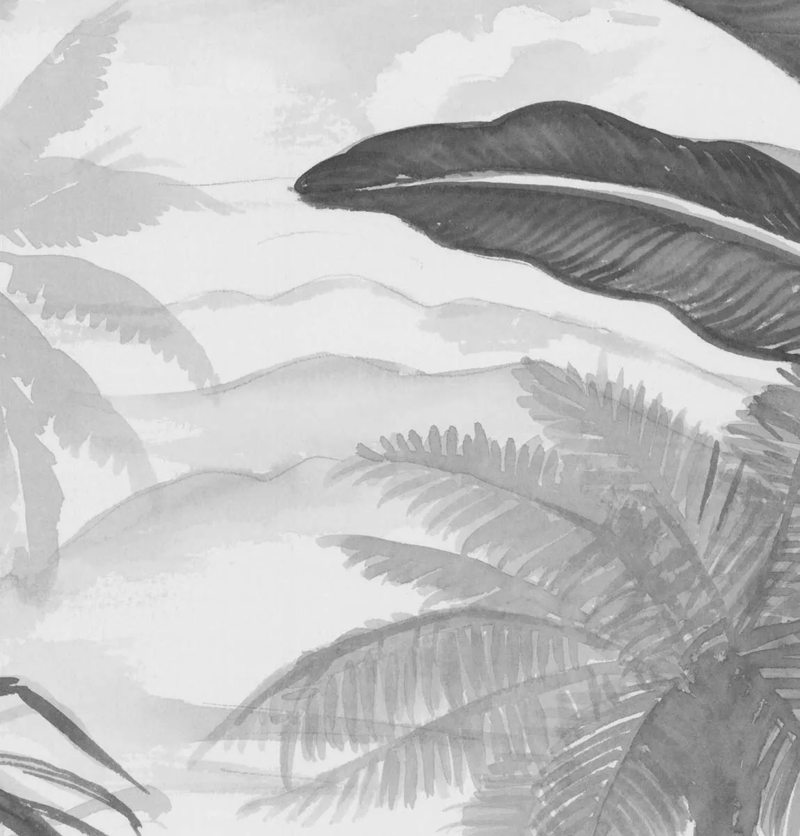 Mademoiselle Tiss Jardin Tropical N&B tête de lit tissu imprimé