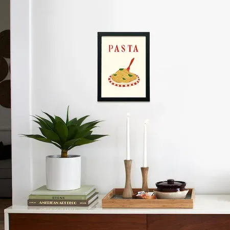 Society6 Red Square Spaghetti affiche encadrée 9x12 cuisine