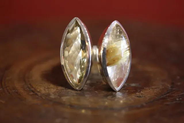 Galerie Kara bague argent quartz citron et quartz rutile