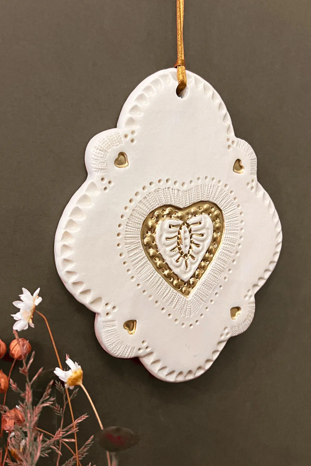 Biankaléone Talisman au coeur d'or 9x11 cm