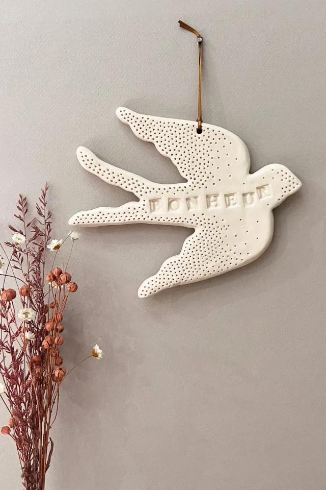 Biankaléone Hirondelle Porte-bonheur bijou de mur 13,5 x 16,5 cm