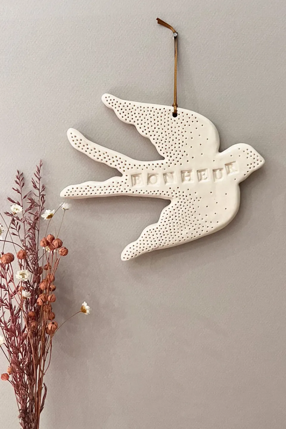 Biankaléone Hirondelle Porte-bonheur bijou de mur 13,5 x 16,5 cm