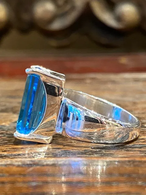 Galerie Kara bague argent topaze bleu suisse