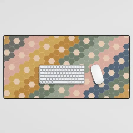 Society6 Hexagon Flowers tapis de bureau fleurs géométriques