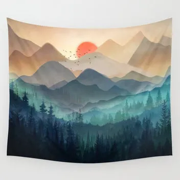 Society6 Wilderness Becomes Alive at Night tapis bureau soleil