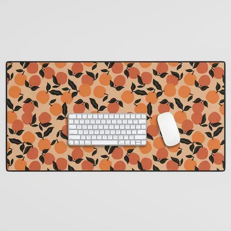 Society6 Seamless Citrus Oranges tapis de bureau crème