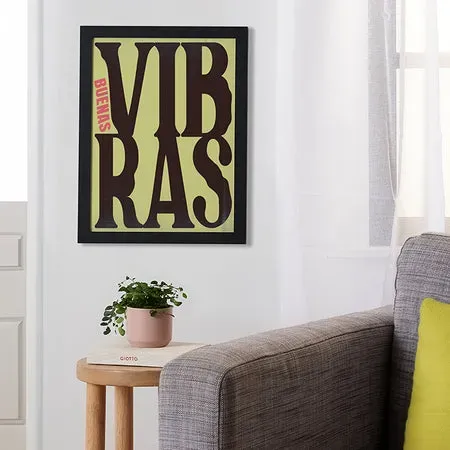Society6 Buenas Vibras affiche encadrée typographique