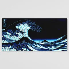 Society6 Midnight Great Wave tapis de bureau vague