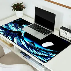 Society6 Midnight Great Wave tapis de bureau vague