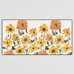Society6 Sunflower Watercolor Yellow & Black Palette tapis de bureau tournesols