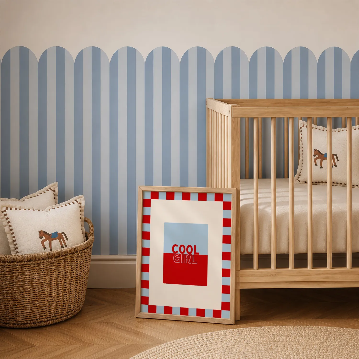 Maddison Ball Cool Girl in Baby Blue & Crimson affiche tirage mat