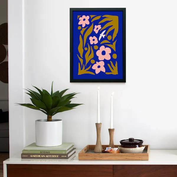 Society6 My Utopia Garden affiche encadrée 12x16 fleurs roses