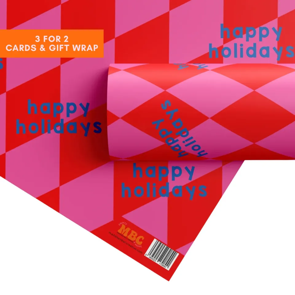 Maddison Ball Seasons Greetings papier cadeau Noël rayé