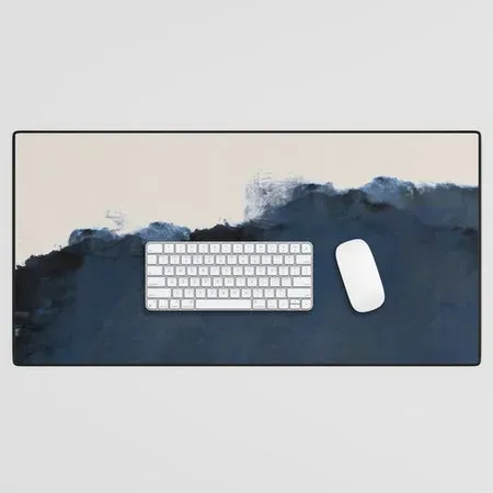 Society6 Abstract Blue Beige Indigo tapis de bureau bicolore