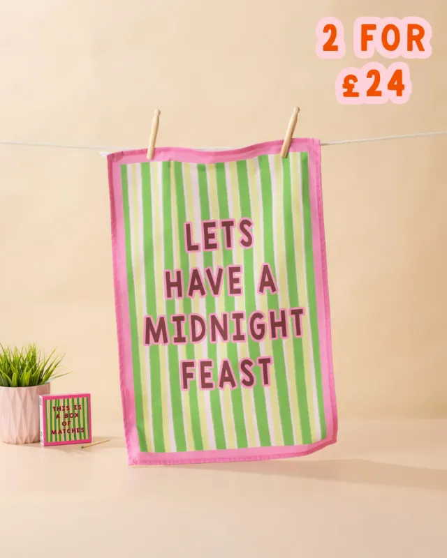 Maddison Ball Lets Have A Midnight Feast torchon coton 68x45 cm