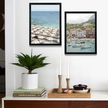 Society6 An Amalfi Escape affiche encadrée 12x16 plage