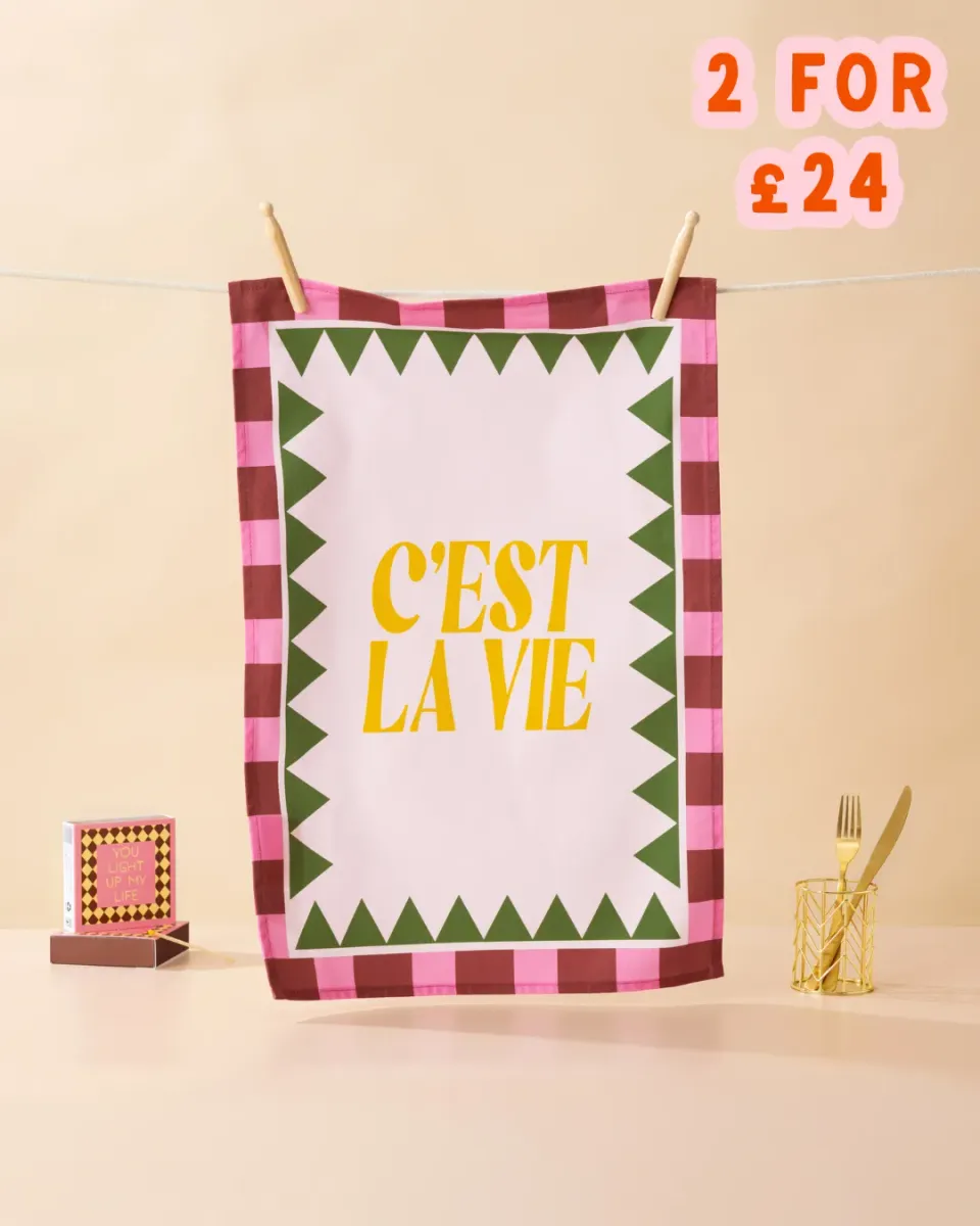 Maddison Ball C'est La Vie torchon de cuisine en coton