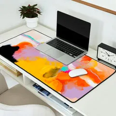 Society6 Yellow Blush Abstract tapis de bureau aquarelle jaune
