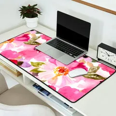 Society6 Watercolor Flowers tapis de bureau fleurs roses