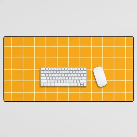 Society6 Marigold Grid tapis de bureau grille orange