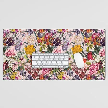 Society6 Exotic Garden Summer tapis de bureau floral crème