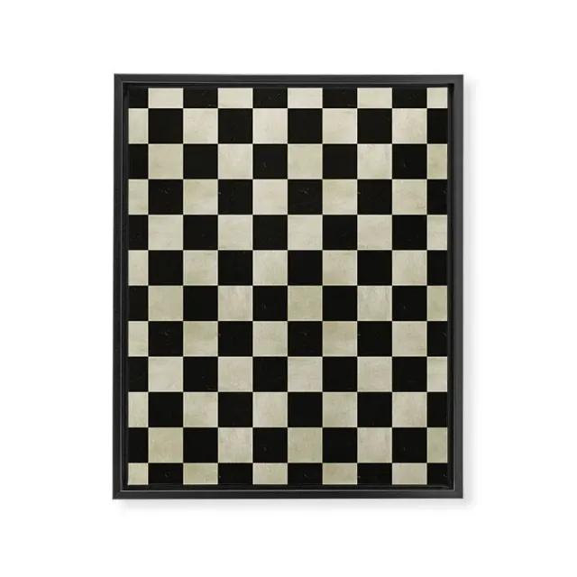 Society6 Distressed Black White Checkerboard Pattern toile encadrée