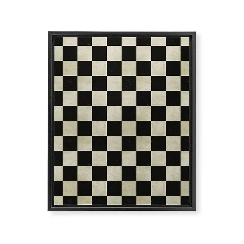 Society6 Distressed Black White Checkerboard Pattern toile encadrée