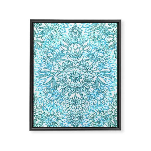 Society6 Turquoise Teal White Protea Doodle toile encadrée