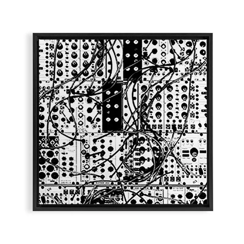 Society6 Modular Synthé toile encadrée noir blanc