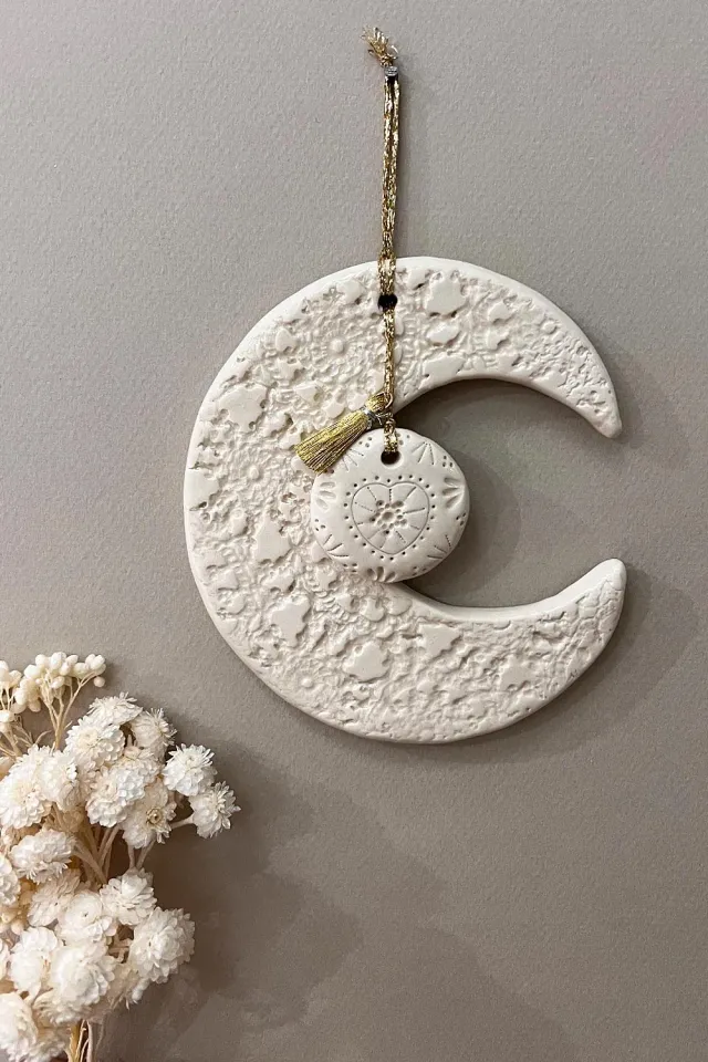 Biankaléone Lune au talisman petit coeur toile encadrée 13x13 cm