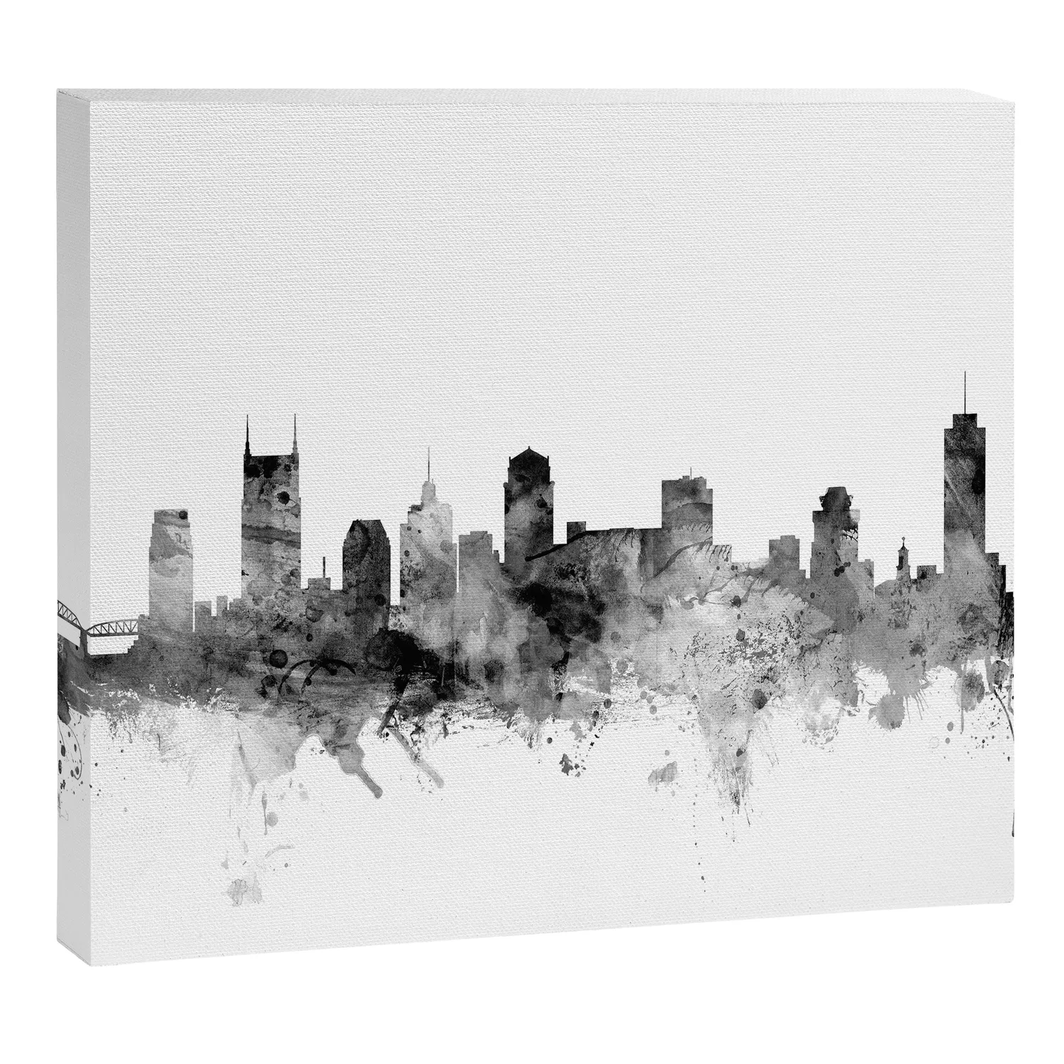 Society6 Nashville Tennessee Skyline toile noir et blanc