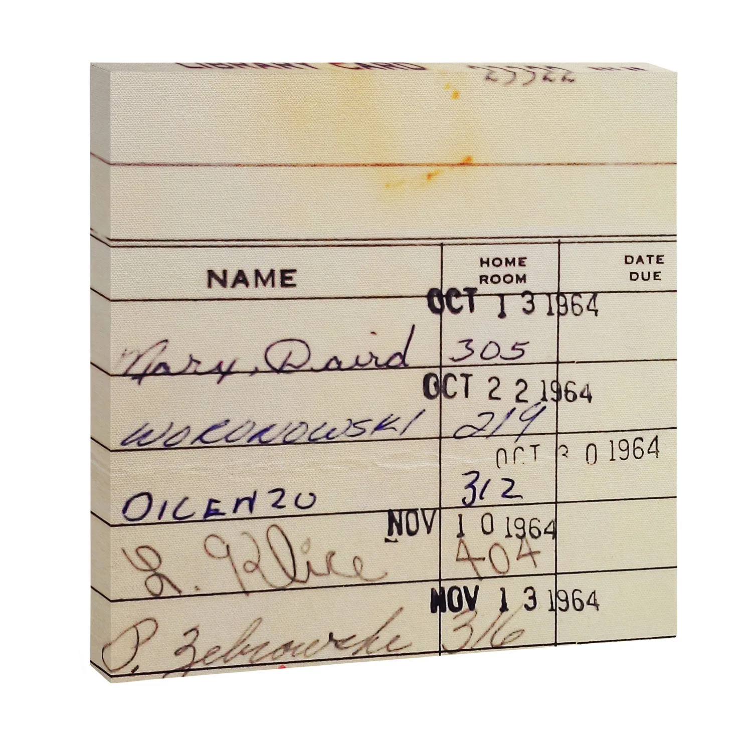 Society6 Library Card 23322 toile papier vintage