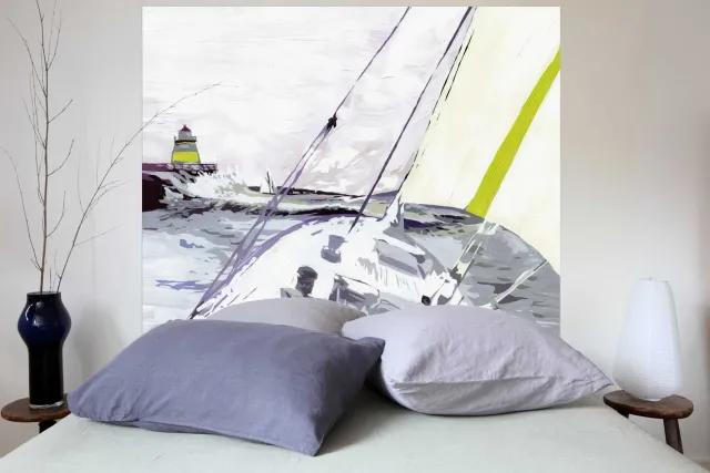 Mademoiselle Tiss Marine tête de lit tissu vue mer