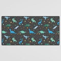 Society6 Dinosaures Espace tapis de bureau bleu