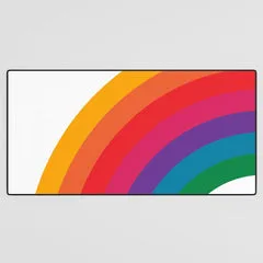 Society6 Retro Bright Rainbow Left Side tapis de bureau