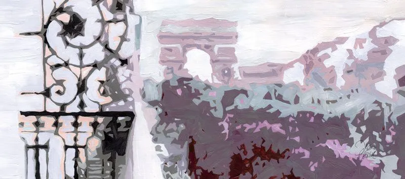 Mademoiselle Tiss Arc de Triomphe tête de lit tissu Paris