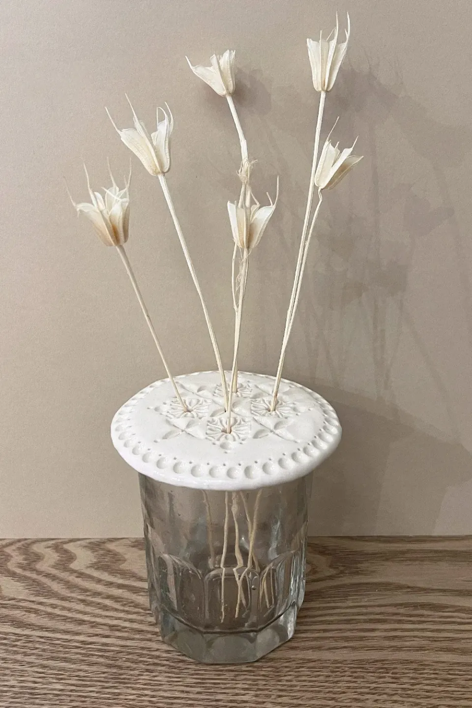 Biankaléone Porte-fleur rond géométrie fleurie décor mural 10 cm