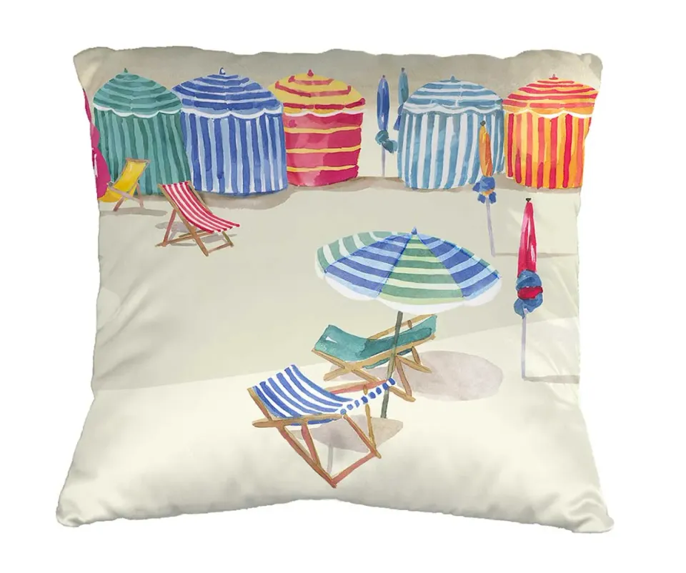 Mademoiselle Tiss Cabines de Plage coussin imprimé
