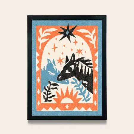 Society6 Horse Protector affiche encadrée 12x16 motif cheval