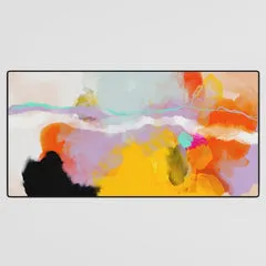 Society6 Yellow Blush Abstract tapis de bureau aquarelle jaune
