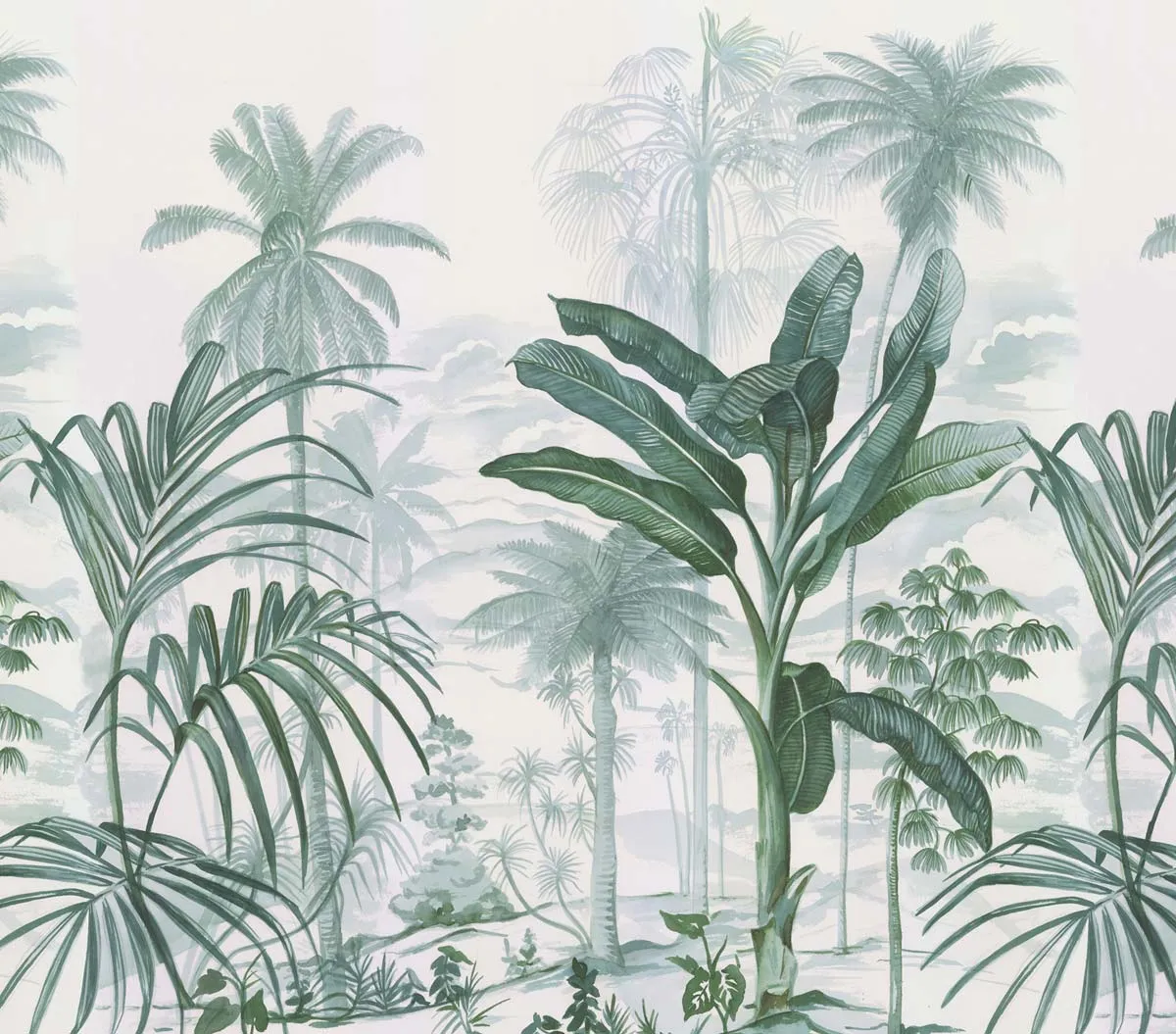 Mademoiselle Tiss Jardin Tropical tête de lit monochrome