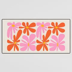 Society6 Bloom Peach Matisse 04 tapis de bureau fleurs corail