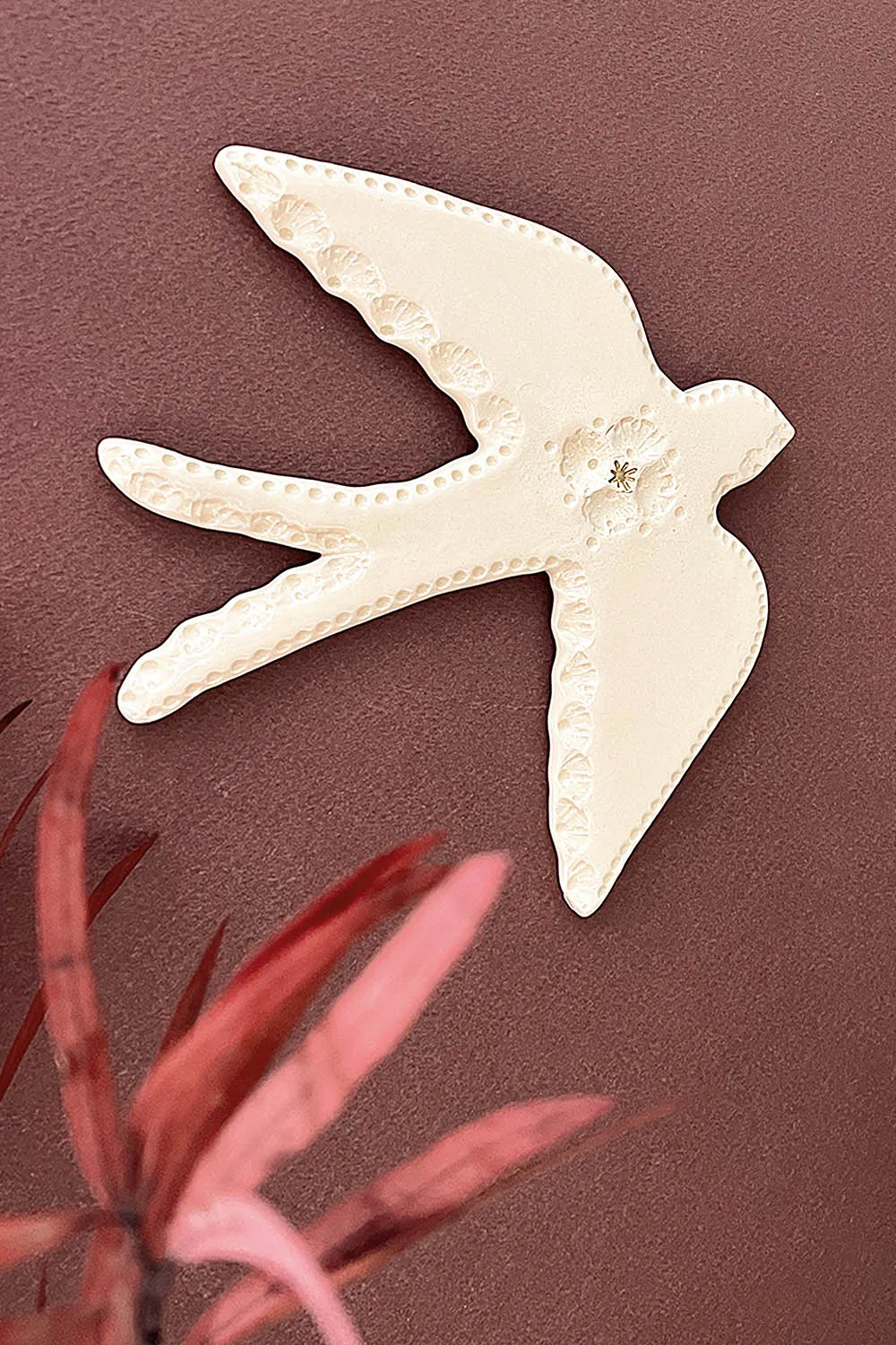 Biankaléone Hirondelle à la fleur décoration murale 17x19 cm